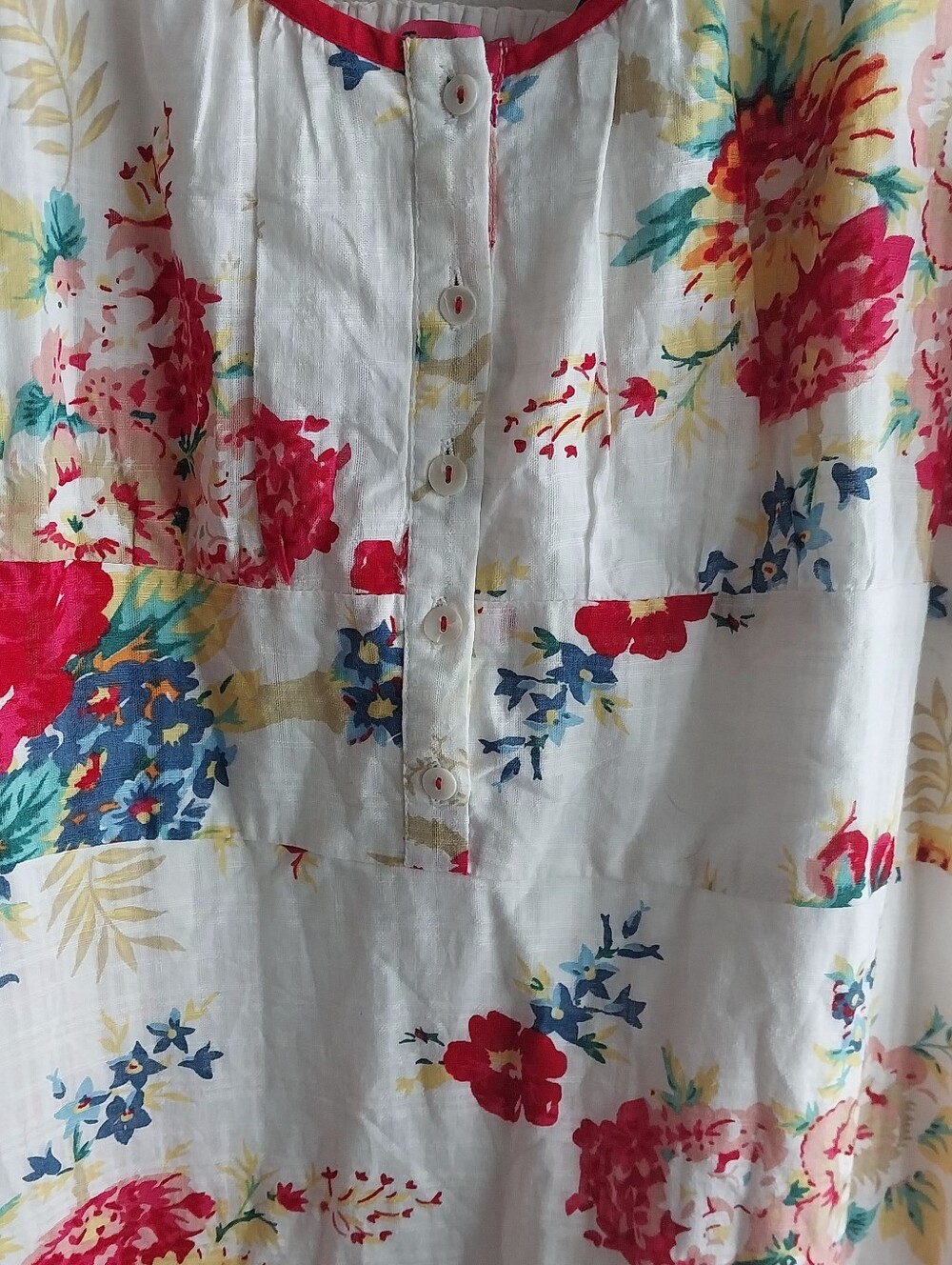 Betsey Johnson Riviera White & Red Floral Cotton Lined Sleeveless Midi Dress - Picture 6 of 10
